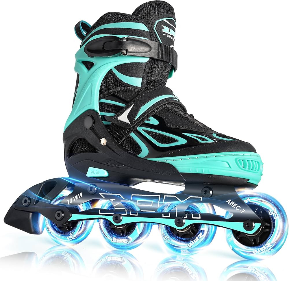 2PM SPORTS Vinal Girls Adjustable Flashing Inline Skates, All Wheels Light Up, Fun Illuminating S... | Amazon (US)