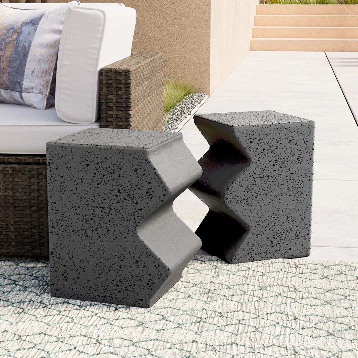 Alyasia Rectangular Outdoor Side Table , 23.6'' in. W 11.8'' in. D | Wayfair North America