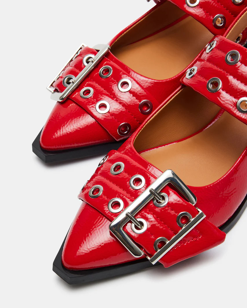 GRAYA Red Patent Slingback Flat | Women's Flats | Steve Madden (US)