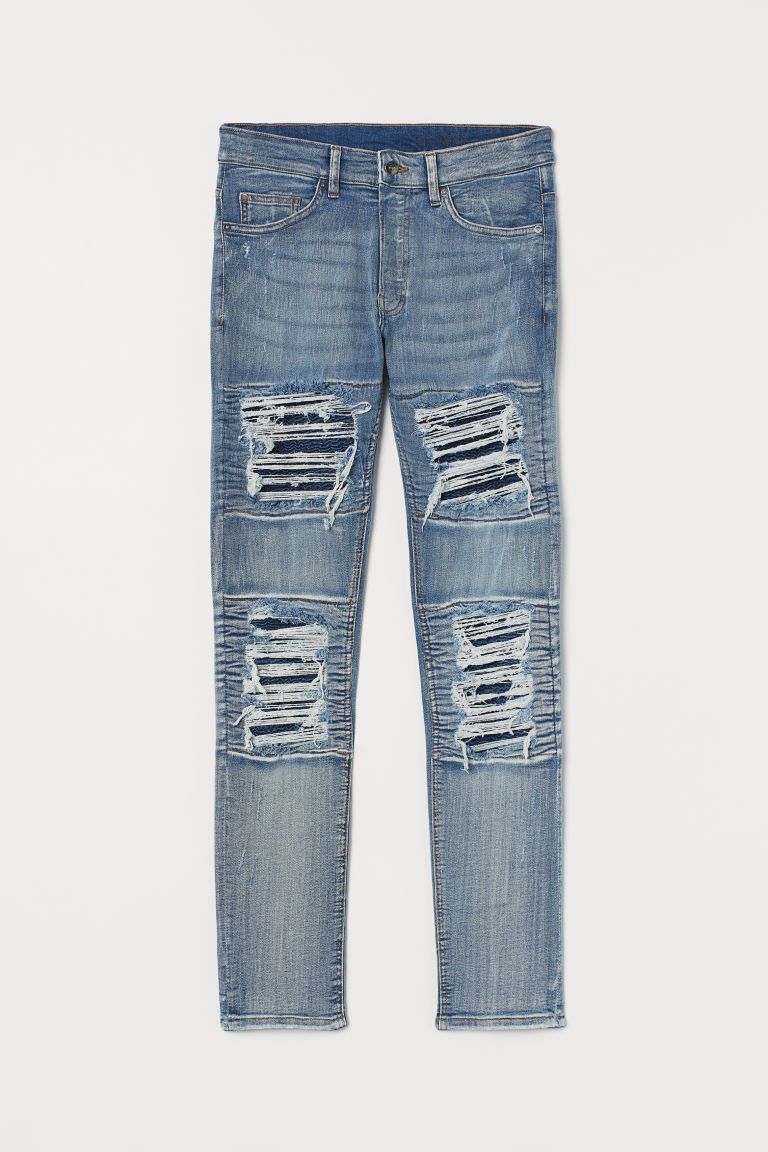H & M - Trashed Skinny Jeans - Blue | H&M (US + CA)