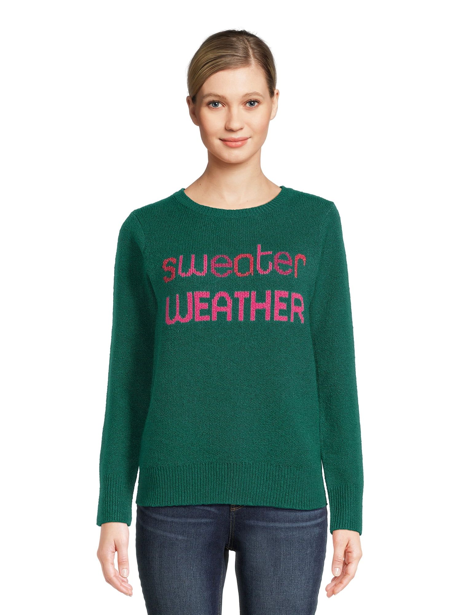 Time and Tru Women's Pullover Crew Neck Sweater, Midweight, Sizes XS-XXXL | Walmart (US)