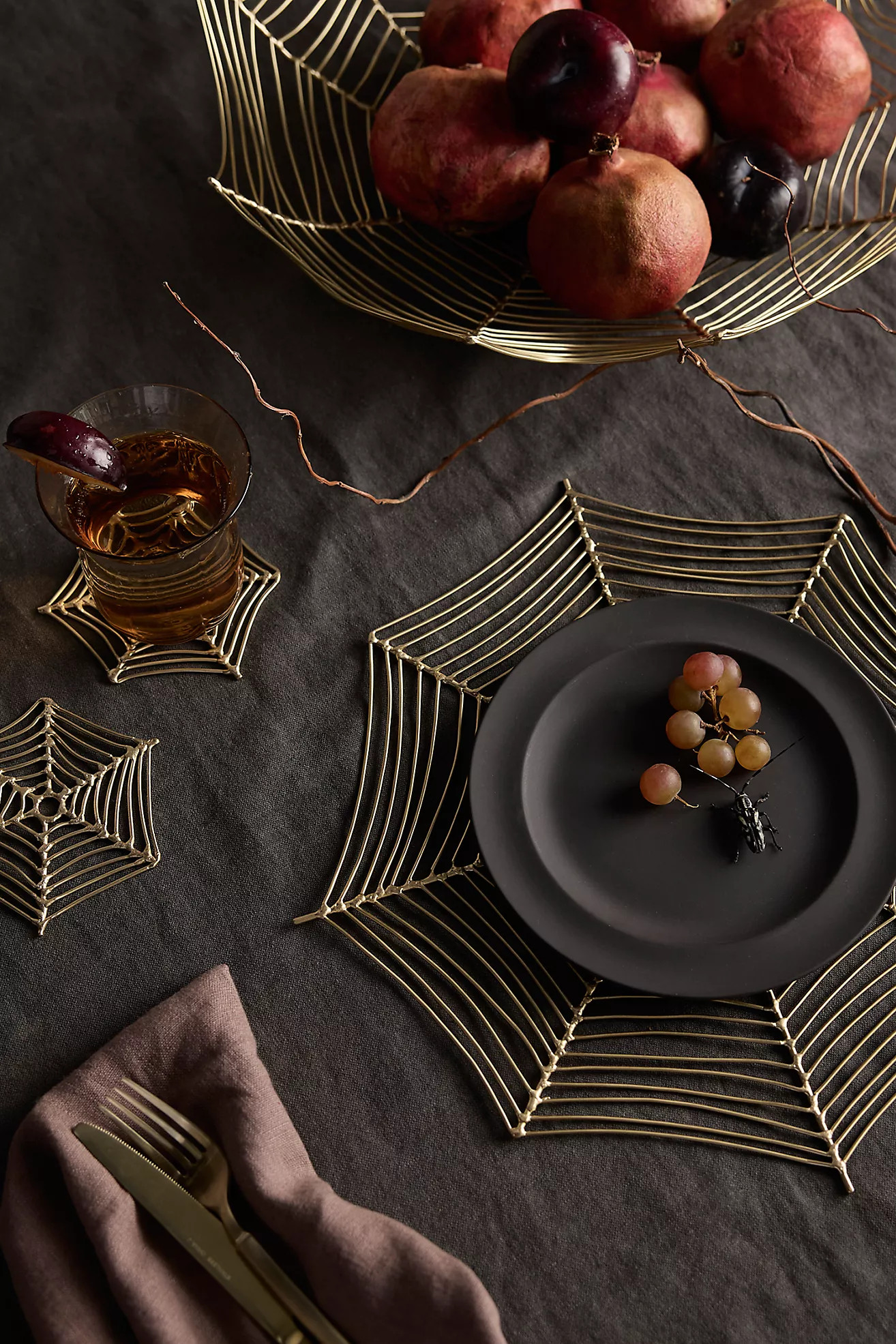 Spider Web Brass Coasters, Set of 4 | Anthropologie (US)