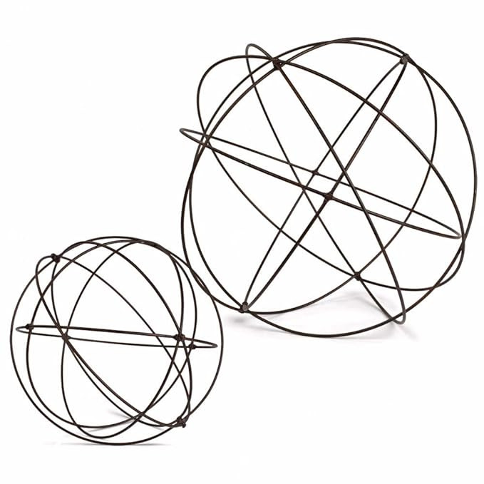 Lone Elm Studios S/2 Wire Garden Spheres Home Decor, 20.1InL x 20.1InW x 20.1InH, Black | Amazon (US)