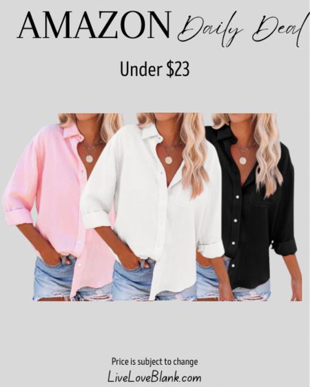 Amazon daily deals
Amazon fashion finds 
Women casual long sleeve blouse under $23
#ltku
Prices subject to change
Commissionable link

#LTKFindsUnder50 #LTKSaleAlert #LTKSeasonal