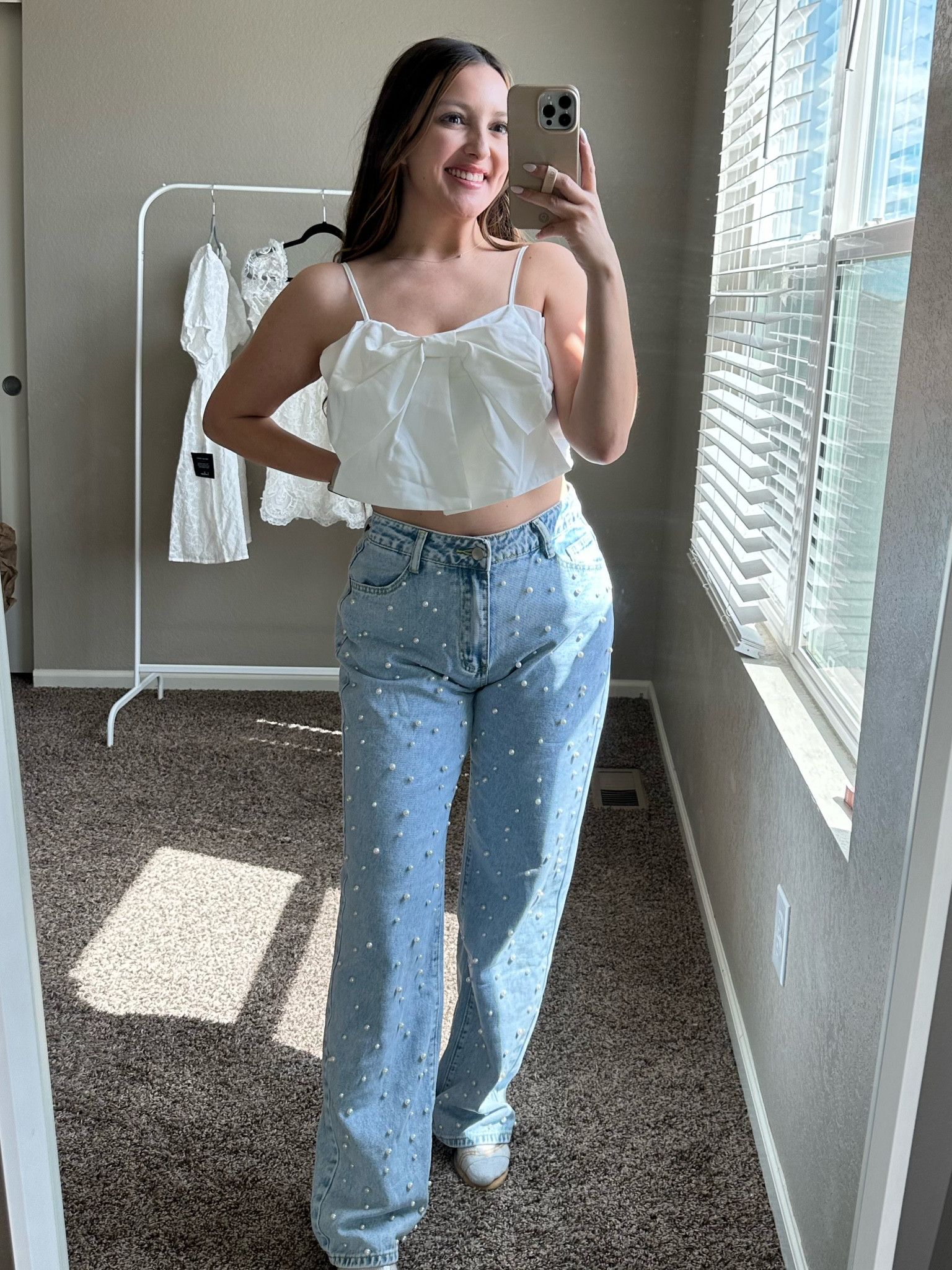 Cutie bachelorette/bridal outfit! The pearl jeans are to die for 💍🤍 

#LTKWedding