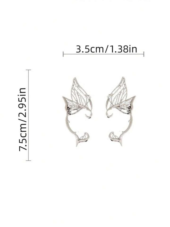 2pcs Butterfly & Fairy Wings Design Earrings & Ear Cuffs For Women, Daily Wear Accessory | SHEIN