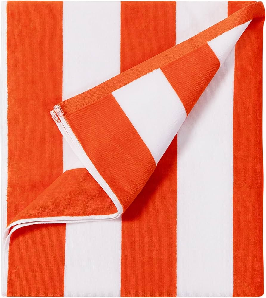 Plush Oversized Beach Towel - Large Cotton Thick 36 x 70 Inch Striped Pool Towels, Fluffy Summer ... | Amazon (US)