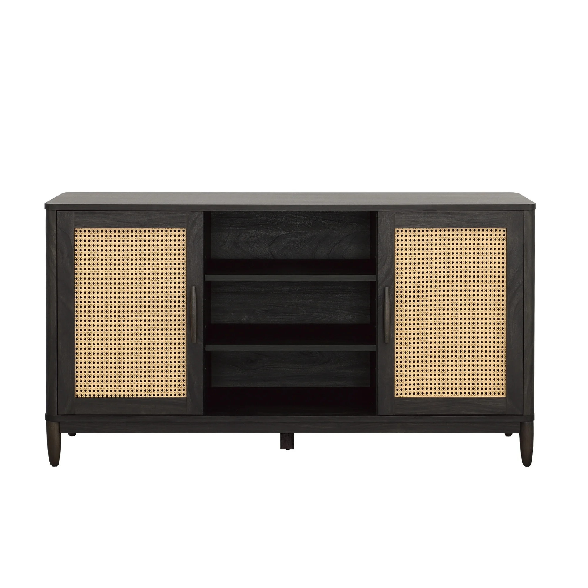 Better Homes & Gardens Springwood Cane TV Stand for TV's up to 65", Charcoal Finish - Walmart.com | Walmart (US)