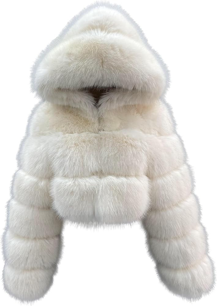DLNYC Faux Fox Fur Layered Hooded Bolero Faux Fur Cropped Jacket Luxury Spring Fashion Jacket | Amazon (US)