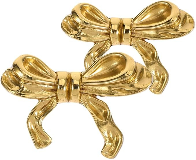 Gatuida Bow Knobs for Dresser: 2pcs Gold Drawer Knobs Bow Tie Kitchen Cabinet Dresser Drawer Gold... | Amazon (UK)