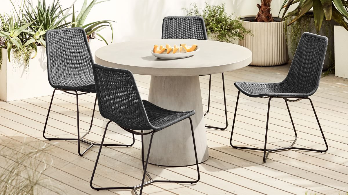 Concrete Indoor/Outdoor Pedestal Round Dining Table (32"–60") | West Elm (US)