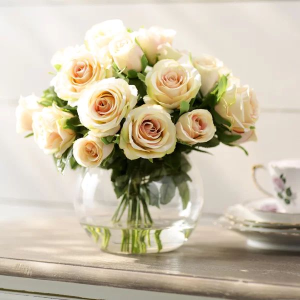 Sundhya Floral Arrangement in Glass Cup Vase | Wayfair North America