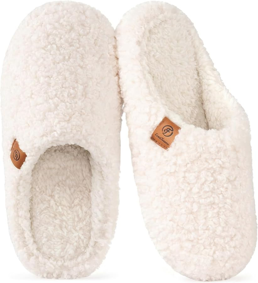 EverFoams Women's Fuzzy Slip-on Slippers Soft Comfy Memory Foam Indoor House Shoes | Amazon (US)