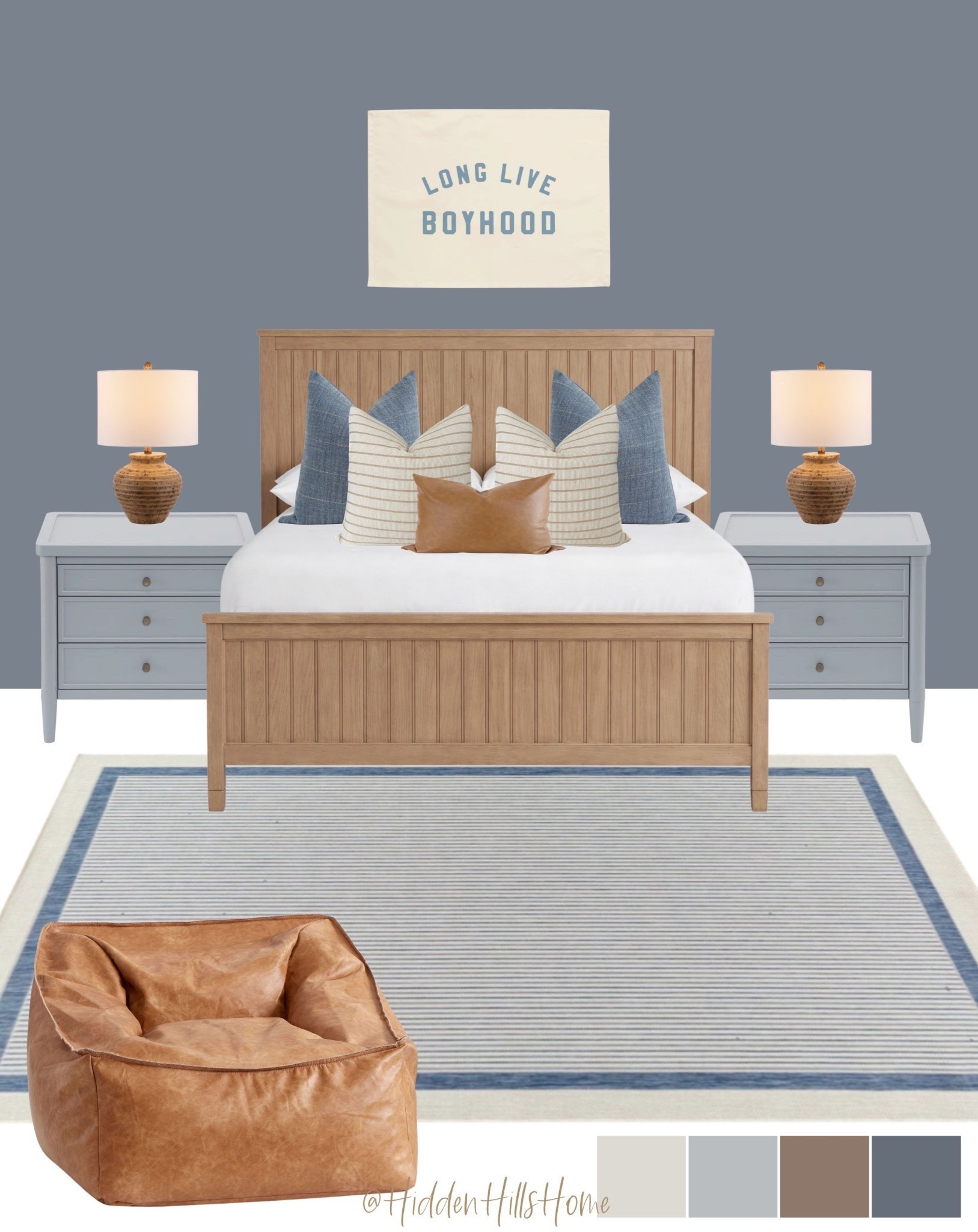 Boys bedroom decor ideas, teen boys room design, kids bedroom mood board, home decor ideas, bedding, nightstands, home decor, boys room inspiration #coadtal

Wall color is SW Storm Cloud

#LTKHome #LTKSaleAlert #LTKKids