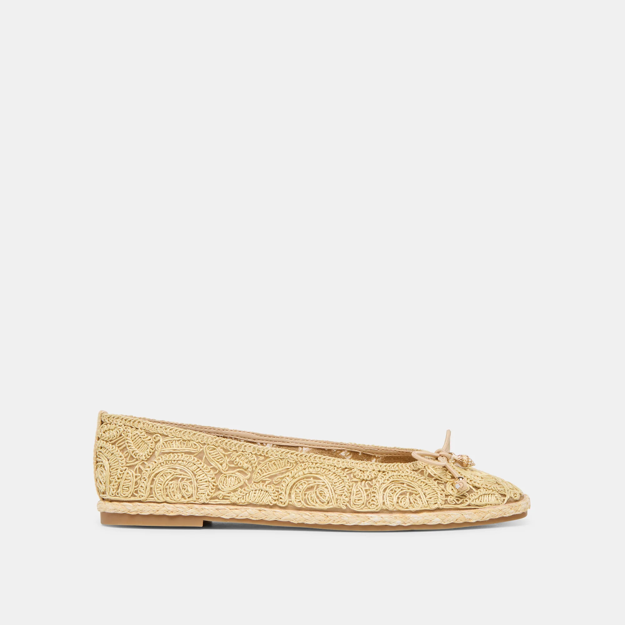 Tianna Ballet Flats in Light Natural Raffia Lace Size 8.5 By Dolce Vita | DolceVita.com