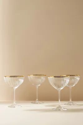 Waterfall Coupe Glasses, Set of 4 | Anthropologie (US)