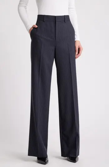 FRAME Pinstripe Straight Leg Pants in Navy Multi at Nordstrom Rack, Size 4 | Nordstrom Rack