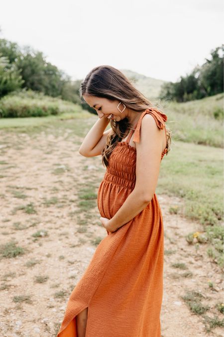 Beautiful fall long maternity-friendly dress! Burnt orange, with adjustable straps and very stretchy! (TTS, wearing a small) 


#LTKbump #LTKfindsunder100