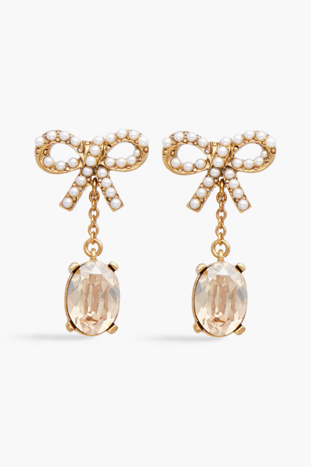 Gold-tone faux pearl and crystal earrings | The Outnet (UK and Europe)