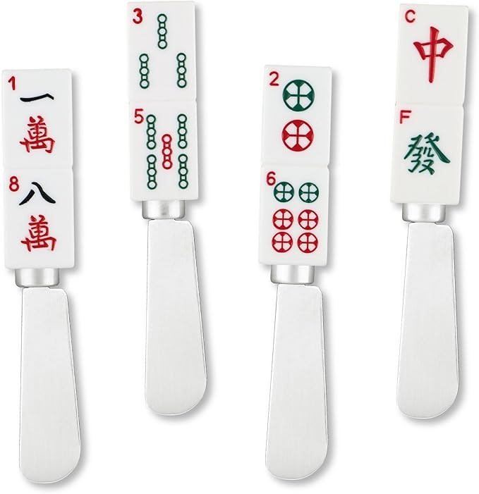 Wine Things Mahjong Tile Cheese Spreaders, Hand-Painted Resin Handles with Stainless Steel Blades... | Amazon (US)
