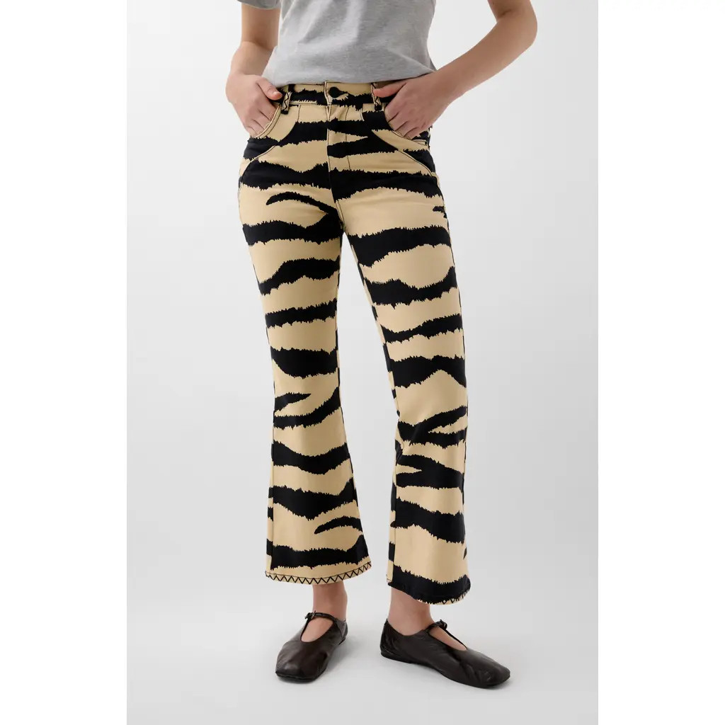Scalpers Ankle Zebra Denim Pant in Animalprint at Nordstrom, Size 38 Eu | Nordstrom