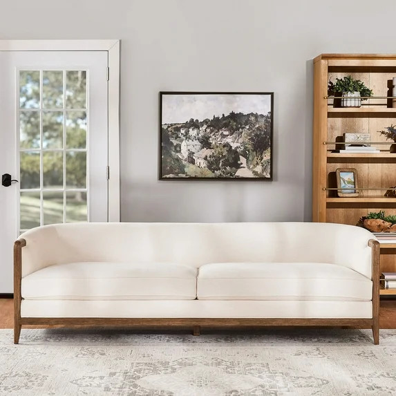 My Texas House Campbell 92" Sofa, Cream Fabric Upholstery | Walmart (US)