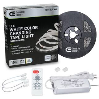 Commercial Electric 16 ft. LED Tunable White Tape Light Kit- Under Cabinet Light 421510 - The Hom... | The Home Depot