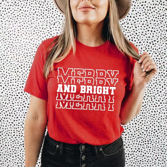 Read the full title
    Merry and Bright, Christmas Shirt, Christmas Pj, Family PJ, Couple's Shir... | Etsy (US)