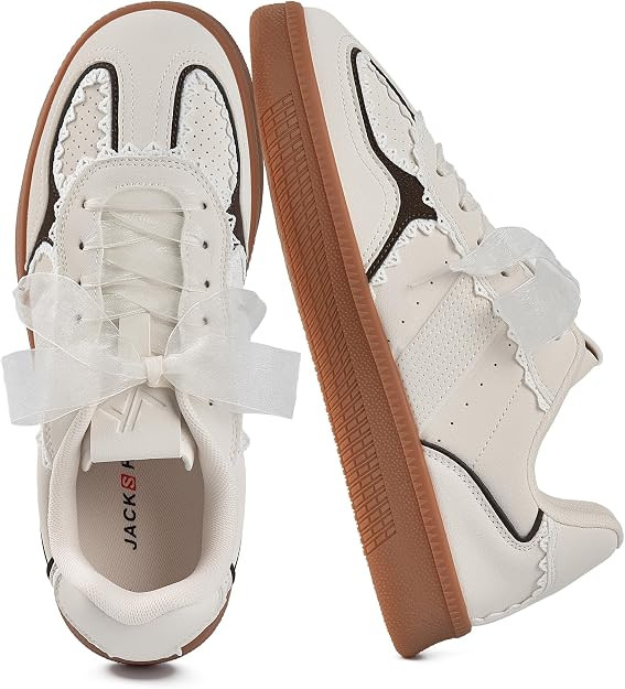 Women's Ribbon Lace-Up Fashion Sneakers Arch Support Tennis Walking Shoes | Amazon (US)