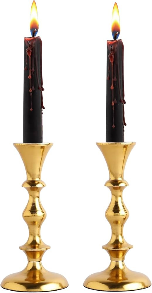 Rely+ Gold Candle Holders Set of 2 Decorative Centerpiece Table Candlesticks Holders for Taper Ca... | Amazon (US)