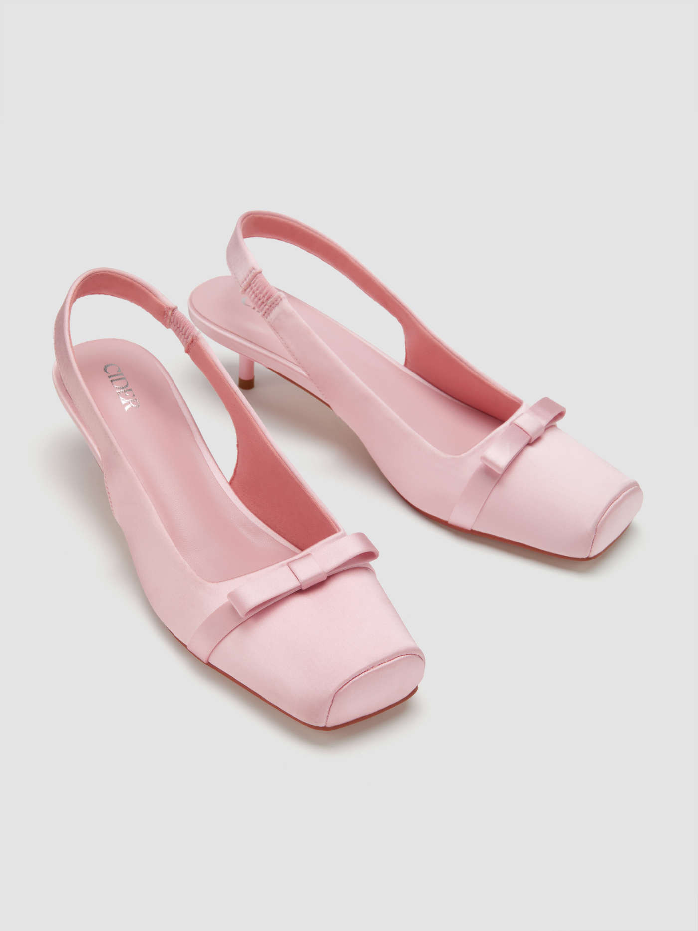 BOWKNOT  SQUARE TOE SATIN HEELS | Cider
