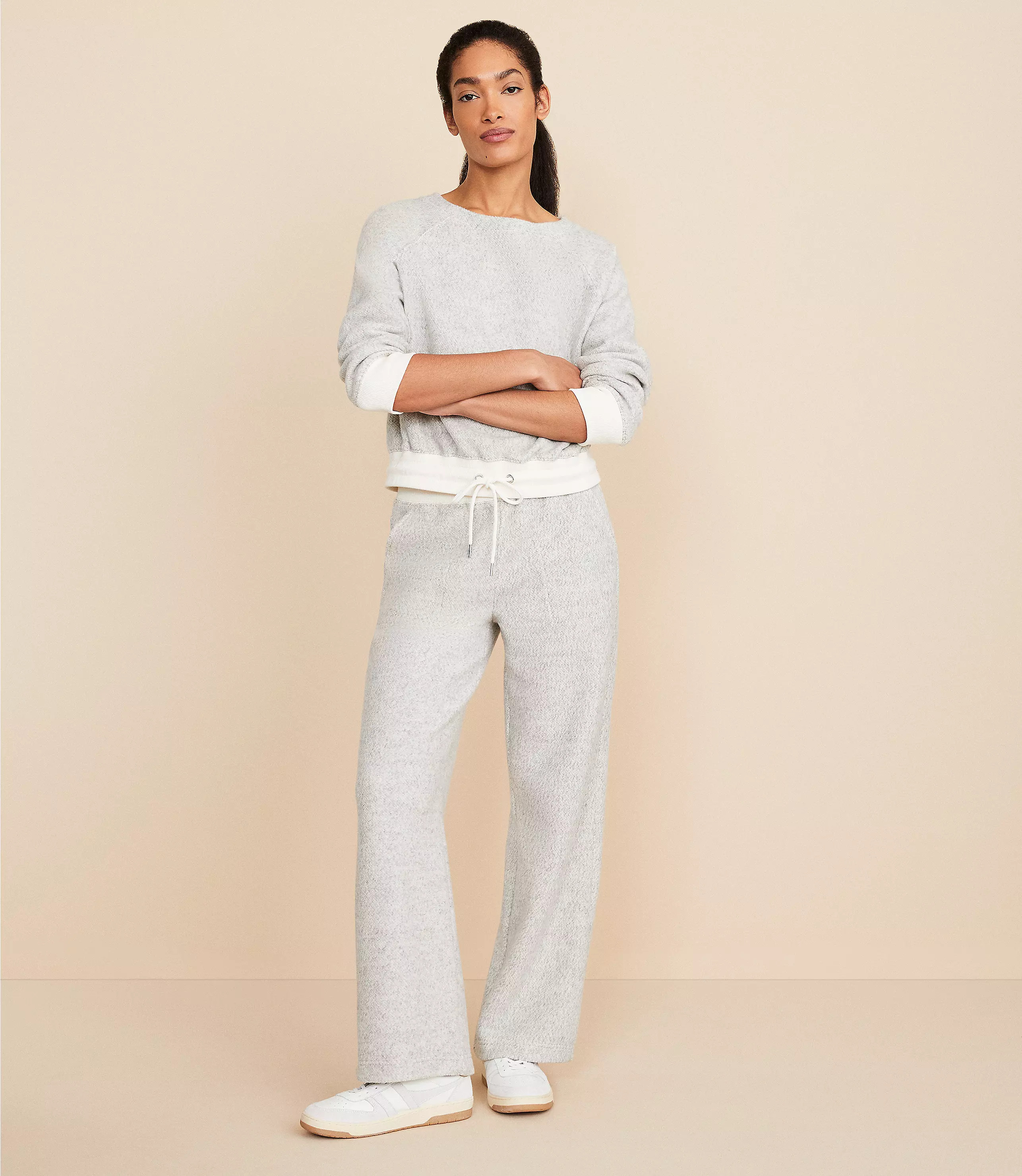 Lou & Grey Cozy Textured Wide Leg Pants | LOFT