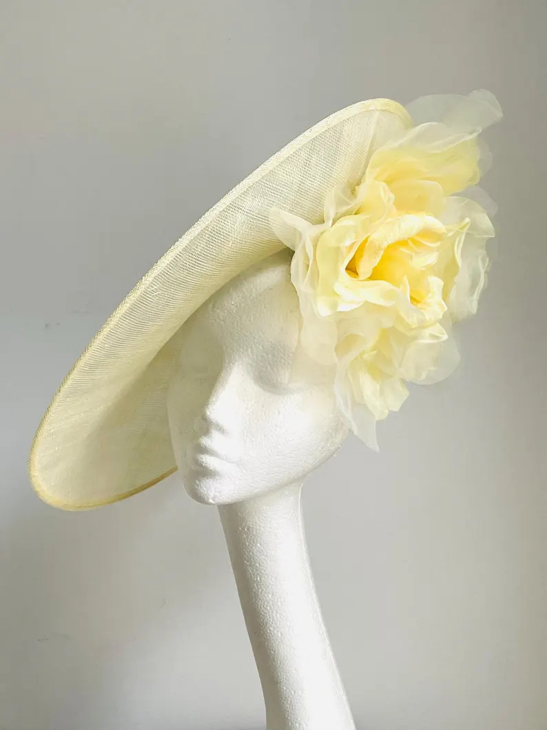 Butter Yellow Hat, Butter Yellow Fascinator, Wedding Hat, Butter Yellow Kentucky Derby Hat, Butte... | Etsy (Global)