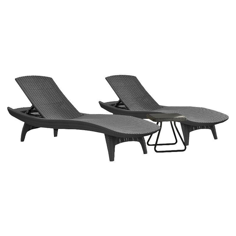 Pacific Seating Sun Lounger With Table Set 3pc Gray - Keter | Target