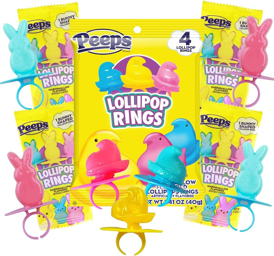 2024 Peeps Lollipop Rings, Individually Wrapped Chicks and Bunny Shaped Suckers (5 Pieces) | Amazon (US)