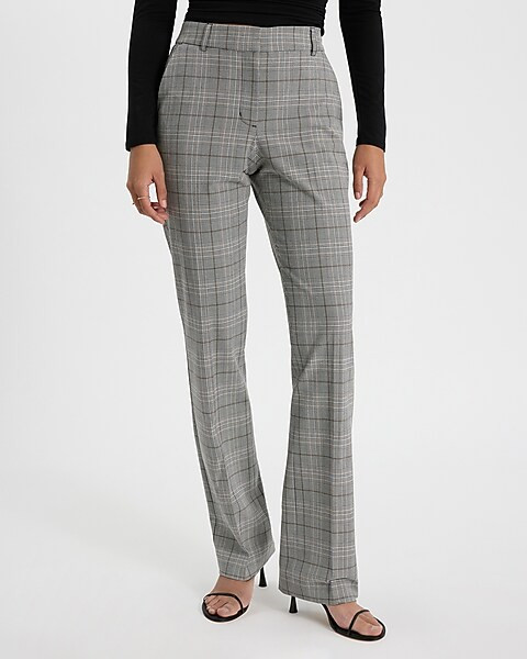 Editor Plaid Mid Rise Bootcut Pant | Express