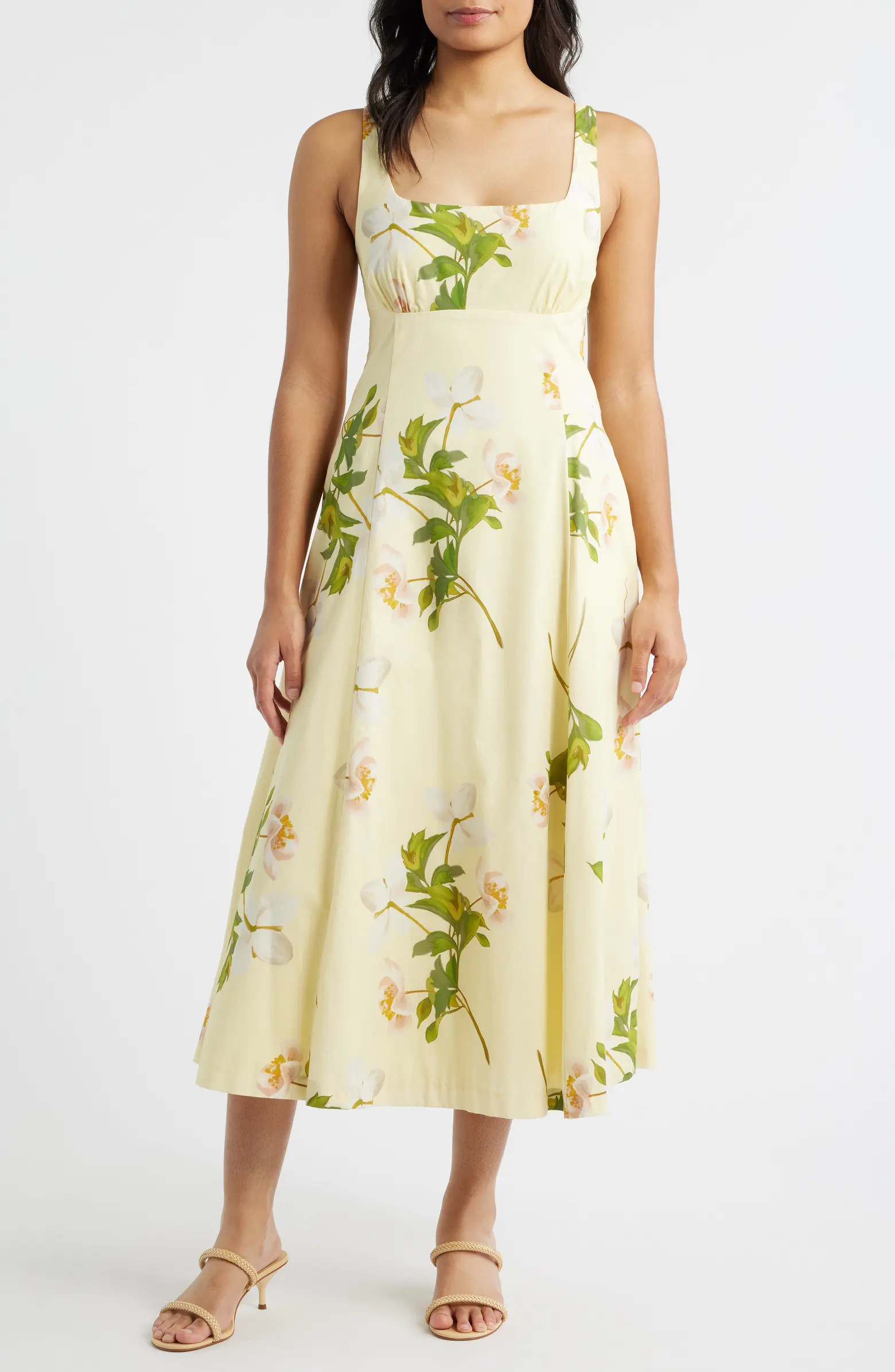 Floral Square Neck Cotton Dress | Nordstrom