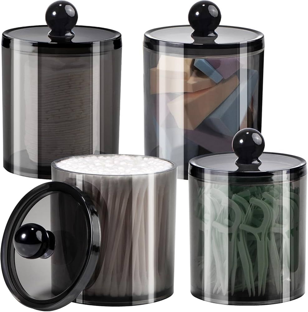 SheeChung 4 Pack Plastic Acrylic Bathroom Vanity Countertop Canister Jars with Storage Lid, Apoth... | Amazon (US)