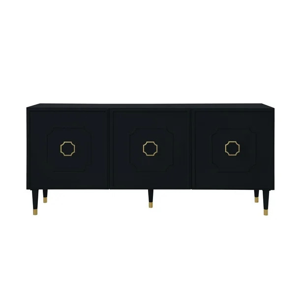 Inspired Home Kai Sideboard Buffet 3 Doors Brushed Finish Gold Handle and Leg Tip 3 Adjustable Sh... | Walmart (US)