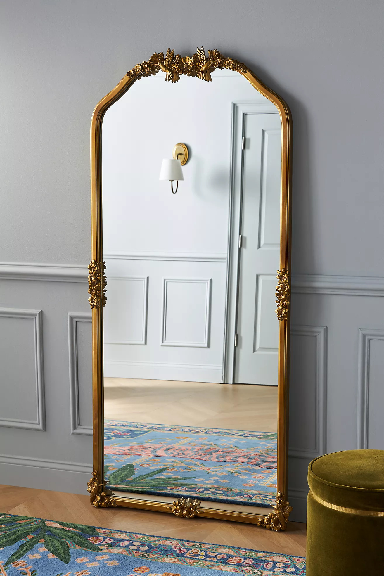 Luisa Hummingbird Gilded Flower Mirror | Anthropologie (US)