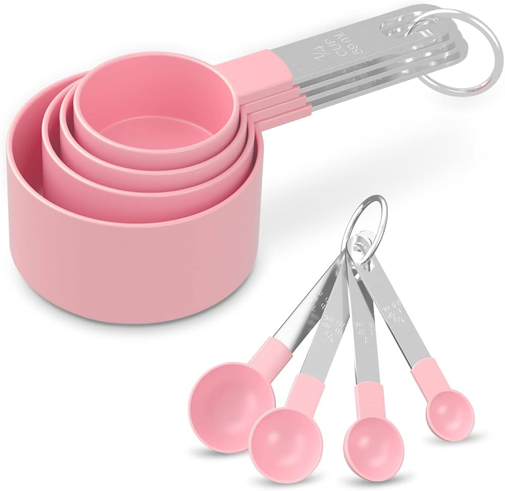 Measuring Cups and Spoons Set, 8 PCS Stackable Measuring Spoons with Stainless Steel Handle, Accu... | Amazon (US)