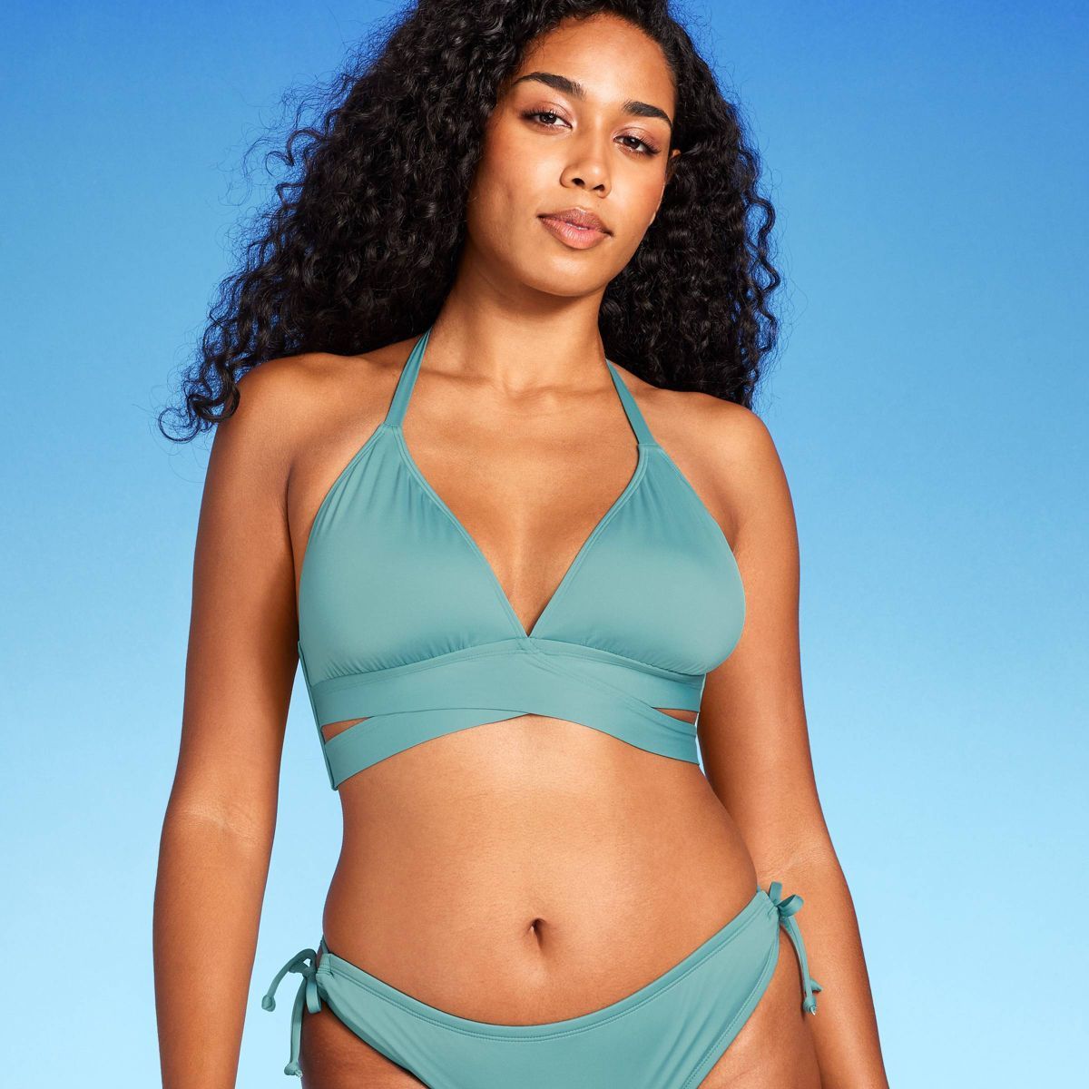 Women's Triangle Bralette Faux Wrap Halter Bikini Top - Shade & Shore™ | Target