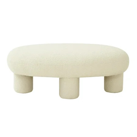 TOV Furniture Discus Cream Oval Bouclé Ottoman | Walmart (US)