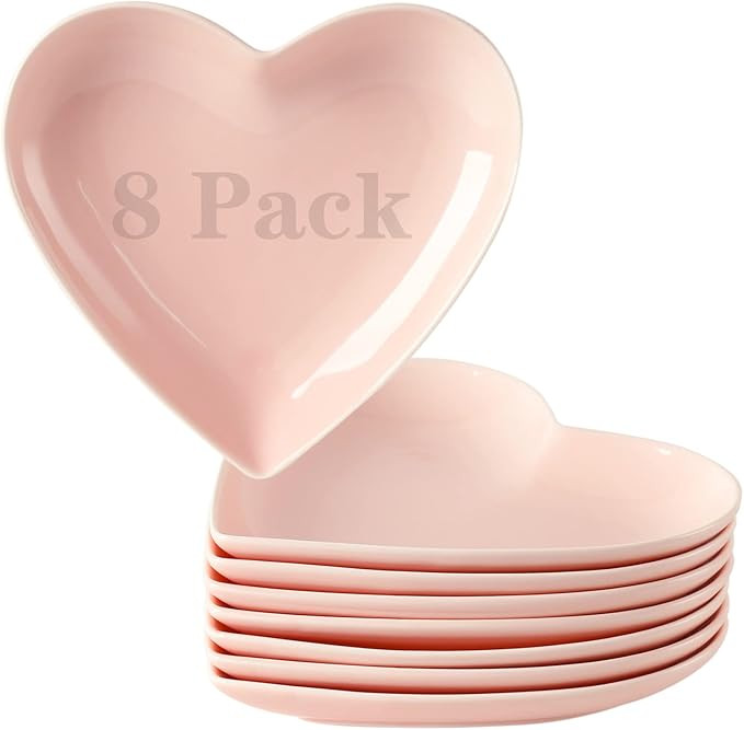 TAMAYKIM 7.5 Inch Porcelain Dinner Plates, Heart Shaped Dessert Plates, Appetizer Plates, Small D... | Amazon (US)