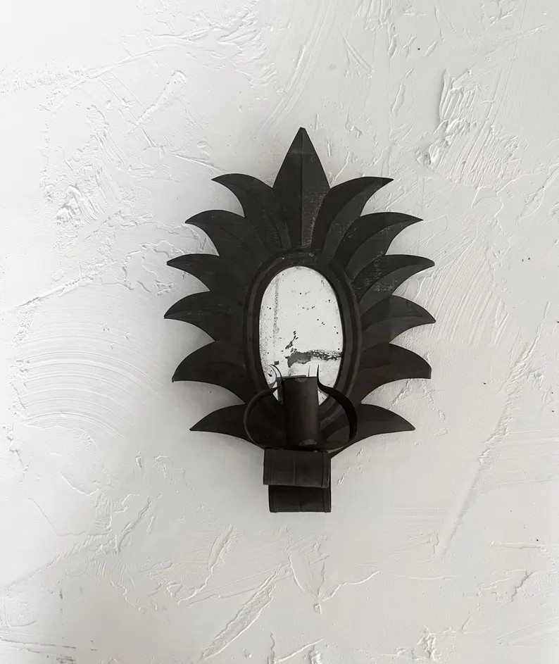 Tin Candle Wall Sconce with Mirror | Etsy (US)