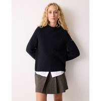 Jigsaw Pure Wool Ribbed Crew Neck Jumper Navy | Marks & Spencer (UK)