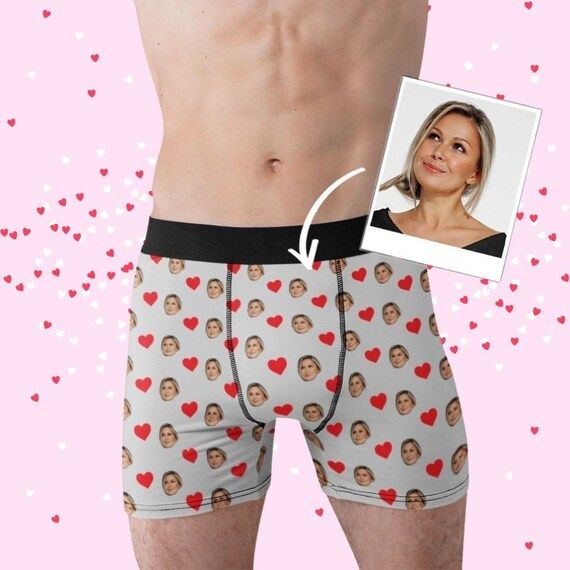 Custom Personalized Hearts Face Men Boxers. Valentines Day | Etsy | Etsy (US)