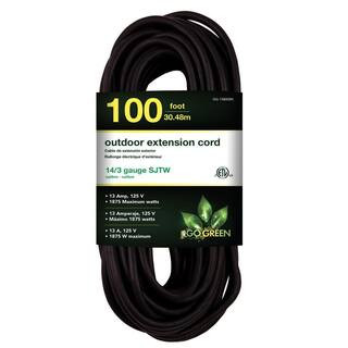 Power By Go Green 100 ft. 14/3 SJTW Outdoor Extension Cord - Black-GG-13800BK - The Home Depot | The Home Depot