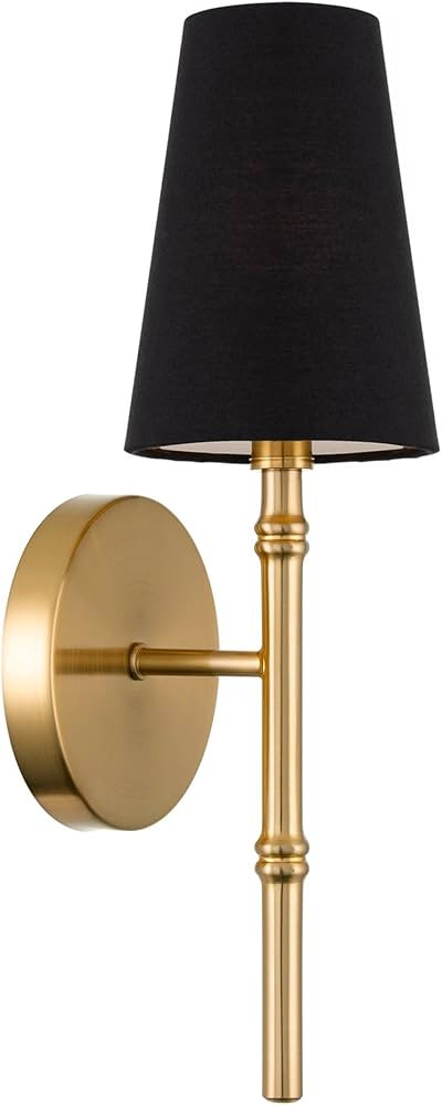 Kira Home Torche II 15" Petit Modern Wall Sconce/Wall Light + Black Linen Shade, Cool Brass Finis... | Amazon (CA)