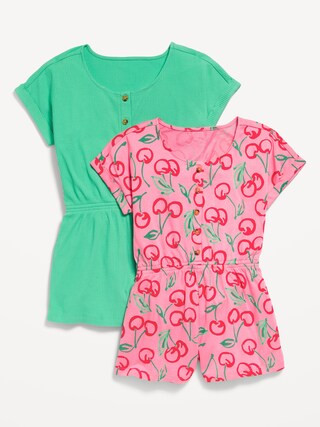 Short-Sleeve Henley Romper 2-Pack for Girls | Old Navy | Old Navy (US)